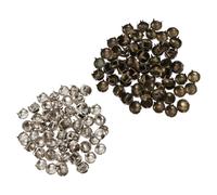 JECOMPRIS Remaches Redondos de Cuatro Mordazas Metalizados 200 Piezas Plata y Cobre para Decoración y Manualidades en Bolsos, Ropa y Zapatos Artesanales