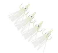 JECOMPRIS Señuelos de Pesca Noctilucentes 4 Ganchos sin Púas para Calamares y Pulpos, Material Duradero y Flexible, Cebo Artificial Luminoso para Pesca Deportiva Nocturna, 4 Piezas