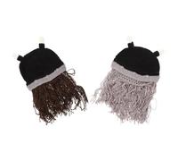 JECOMPRIS Sombrero Vikingo Barba de Lana Tejido 2 Piezas para Uso Versátil en Exteriores y Eventos, Diseño Único y Accesorio de Disfraz Auténtico