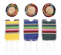 JECOMPRIS Sombreros y Ponchos Mexicanos para Botellas, Set 6 Piezas Mini Tapas y Bufandas Amarilla, Azul y Verde, Decoración Tradicional para Celebraciones y Eventos Mexicanos