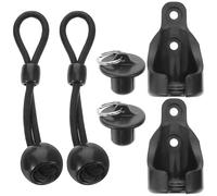 JECOMPRIS Soporte para Cortina Enrollable Cordón Elástico y Tapa del Extremo Ajustable, Kit de Accesorios Antirremolino Negro para Persianas, Ataduras de Bolas Elásticas Resistentes