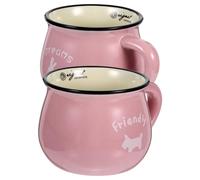 JECOMPRIS Taza de Cerámica para Café y Té 350 Ml Color Rosa, Set de 2 Piezas Diseño Aleatorio, Taza de Desayuno Práctica y Resistente para Uso Doméstico Estilo Aleatorio