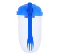 JECOMPRIS Taza de Ensalada Portátil Tapa y Tenedor Recipiente para Ensaladas y Aderezos Diseño Prueba de Derrames para Almuerzos y Desayunos Movimiento Azul