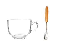 JECOMPRIS Taza De Leche De Vidrio Con Cuchara Taza Desayuno Grande Para Avena Vaso Para Café Té Agua Caliente Y Refrescos 4.13 X 4.13 X 3.22 in