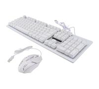 JECOMPRIS Teclado y Ratón de Computadora USB Cable, Conjunto de Teclado y Ratón Mecánicos, 104 Teclas y 4 Teclas, Plástico, Blanco, Iluminado, para Juegos en Casa y Café