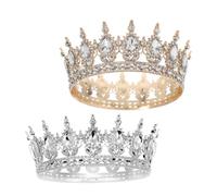 JECOMPRIS Tiara de Boda Barroca Gemas de Imitación 2 Pcs Accesorios para Novias Fiesta de Cumpleaños Celebraciones Tocados Elegantes