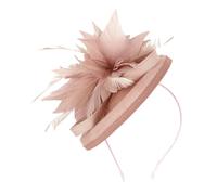 JECOMPRIS Tocado para Mujer Flores y Plumas Falsas en Color Rosa, Ligero y Cómodo, Diadema Elegante para Fiestas de Té y Banquetes