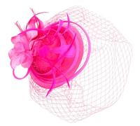 JECOMPRIS Tocado para Mujer Plumas y Malla de Organza, Diadema y Pinza Multifuncional, Color Rosa Fucsia, Accesorio para Bodas y Fiestas de Té, Diseño Ligero y Cómodo