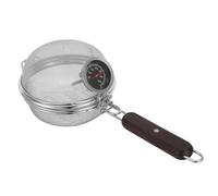 JECOMPRIS Tostadora de granos de café de acero inoxidable con mango de madera - Tostadora manual con termómetro para uso doméstico, principiantes y entusiastas. Capacidad: 120 g.