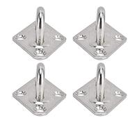 Jectse 4 Pack 304 Stainless Steel Eye Plate Hook for Fix Ropes | Ojo de almohadilla resistente, montaje en pared y techo, anclaje para hamaca, resistente a la corrosión, plateado cepillado