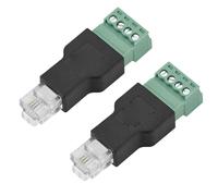 Jectse Adaptador de Terminal de Tornillo RJ11 Macho a 4 Pines 6P4C Macho a Conector de Bloque de 4 Pines con Carcasa de Plástico ABS para Transferencias de Señal de Módem