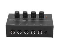 Jectse Amplificador de Auriculares de 4 Canales, Amplificador de Sonido Estéreo de Metal, Divisor de Auriculares con Control de Volumen para Cada Canal, para PC, Guitarra, Estudio, (Enchufe de la UE)
