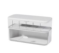 Jectse Caja de Almacenamiento de Cables, Organizador de Cables ABS de 10 Compartimentos con Tapa Sellada para Cargadores de Teléfono, Auriculares, Cajón de Escritorio de Oficina (White)