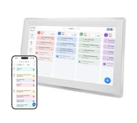 Jectse Calendario Digital de 15,6 Pulgadas Pantalla Táctil Inteligente Planificador Familiar con Marco de Fotos en la Nube Galería de Arte y Rastreador de Hábitos para IOS para (Enchufe de la UE)