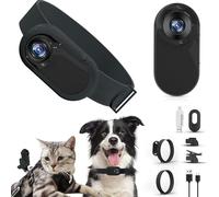 Jectse Cámara para Collar de Gato 1080P, Collar Rastreador de Perro Gran Angular de 170°, No Necesita WiFi, Mini Cámara Ligera para el Cuerpo de Mascotas con Registros de Audio y Vídeo