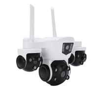 Jectse Cámaras de Seguridad Solares 8K Inalámbricas para Exteriores, Cámara de Seguridad WiFi Ultra HD con Visión Nocturna, Detección Humana, Vista Panorámica de Triple Lente, (Enchufe de la UE)