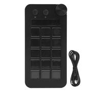 Jectse Controlador de Estudio de 15 Teclas Controlador de Flujo Teclado Macro con Teclas LCD Personalizables Perfiles Visuales para OBS para Twitch para Creadores de Contenido de PC (Black)