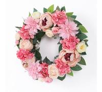 Jectse Coronas de Peonías Artificiales, Coronas Florales de Primavera y Verano de 24 Pulgadas con Rosas de Peonía Realistas, Decoración Rústica para Puerta Delantera del Día de la Madre de Pascua,