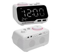 Jectse Despertador, Radio FM de Altavoz Bluetooth Dual Dual, con Pantalla LED, Brillo Ajustable y AUX, Reloj de Escritorio de Ajuste, Tiempo de Soporte (Enchufe de la UE)