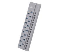 Jectse Durable 16 Puertos USB 3.0 Hub con Tasas de Transferencia Rápidas Hub de Datos USB 3.0 Industriales para Entusiastas de la Tecnología (Enchufe de la UE)