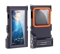 Jectse Estuche para Teléfono de Buceo con Snorkel Subacuático, Estuche para Teléfono a Prueba de Agua IP68 de 15 M de Profundidad para Buceo con Fotografía y Video Subacuáticos (Azul+Naranja)