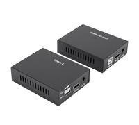 Jectse Extensor HDMI KVM USB, 4K 30Hz 120m/393.7ft HDMI Ethernet Extender Transmisor Receptor sobre Cable Cat5e/Cat6 y Salida de Bucle, Admite Control Remoto de Teclado y Ratón (Enchufe de la UE)
