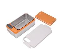 Jectse Fiambrera con Calefacción Eléctrica Inalámbrica, 12000 MAh, Recargable por USB, 65 ℃, Lonchera Autocalentable con Contenedor de Acero Inoxidable 304 de 1 Litro (Blanco Naranja)