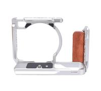 Jectse Jaula de Cámara de Aleación de Aluminio, Plataforma Protectora para Creación de Vídeos con Soporte de Zapata Fría, de Madera, Ranura Arca de 38 Mm, para Cámara ZR (Silver)