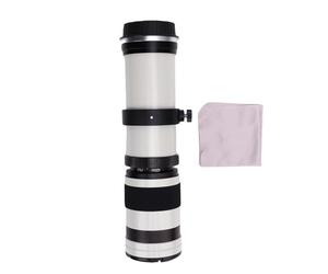 Jectse Lente de Teleobjetivo de 420-800 Mm, F8.3 Lente de Cámara de Enfoque Manual para Cámaras de Montaje EF EF-S con Vidrio óptico de Aleación de Aluminio, para Pájaros, Luna, Vida (White)