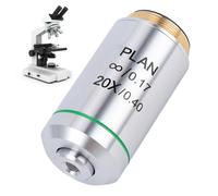 Jectse Lente Objetivo del Plan 20X, Lente Objetiva de Rms de Hilo de 20.2 Mm con Recubrimiento para Microscopio Biológico, Aleación de Aluminio y Vidrio óptico, Adecuado para