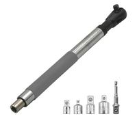 Jectse Llave de Extensión de Desplazamiento con 4 Adaptadores, para Taladro Eléctrico de 1/2 Pulgada, Set de Llave de Enchufe Multifuncional, Eje de Acero de Tungsteno, una Llave hacia