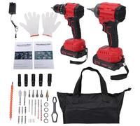 Jectse Llave de Impacto de 21 V, Motor sin Escobillas, par de 350 N, Kit de Taladro Inalámbrico de 2400 RPM con Luz LED y 2 Baterías, para Trabajo Profesional de Madera y Metal (EU)