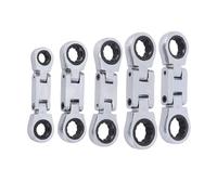 Jectse Llave de Trinquete de Doble Cabeza Juego de Trinquete Métrico de Extremo Flexible Giratorio 180 para Automoción, Reparación de Bicicletas, Tareas Industriales, Incluido, con,