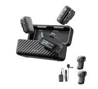 Jectse Micrófono Wireless Lavalier, Cancelación de Ruido Inteligente de IA, Grabación Interna Flotante de 32 bits, Almacenamiento Integrado de 8 GB, Duración de la Batería de 54 H, (Boyam 2-01)