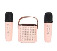Jectse Mini Máquina de Karaoke Altavoz Portátil Exquisito con 2 Micrófono Inalámbrico, Fácil de Conectar para la Experiencia Individual de KTV, Adecuado para Viajes y Etapas (Rosado)
