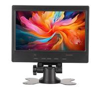 Jectse Pantalla Portátil de 7, Monitor Portátil de 100-240 V, Interfaz Multimedia HD Plug and Play para TV para Automóvil (Soporte de Mariposa Enchufe de la UE)