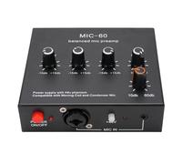 Jectse Preamplificador de micrófono Mic Gain Booster, hasta +60dB de ganancia, 48V Power, 3.5/6.35mm XLR Interface Inputs Outputs para (Con cable de sonido de 3.5 mm)