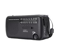 Jectse Radio de Manivela de Emergencia Radio de Manivela Solar Meteorológica NOAA con Linterna LED de Corta Am FM Banco de Energía de 1200 MAh para Acampar Tormentas Cortes de (Black)