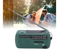 Jectse Radio Meteorológica, Radio De Manivela De Emergencia con Cargador Solar, con Linterna LED, De Emergencia De Corta Am FM, Recepción De Alta Sensibilidad (Green)