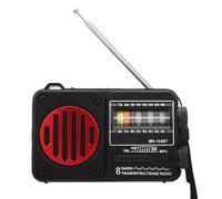 Jectse Radio Portátil Am FM SW Bluetooth USB Recargable Radio de Emergencia con Linterna Perilla Grande Soporte Tarjeta de Memoria para Emergencia en Casa Camping (Negro Rojo)