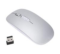 Jectse Ratón Inalámbrico de Voz AI, Ratón para Juegos, Bluetooth con Diseño Ergonómico de 1600DPI para PC, Portátil, Oficina, Entretenimiento en Casa (Silver)