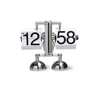 Jectse Reloj Automático de de Página Reloj de Escritorio con Tapa de Acero Inoxidable para Decoración del Hogar de Sala de Estar Vintage, Tiempo Ajustable, Diseño Estable de Doble Pie (White)