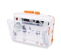Jectse Reproductor de Cassette Retro Portátil, Grabadora Estéreo Transparente con Radio FM, Grabación de Micrófono para Amantes de la Música (Orange)