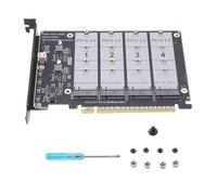 Jectse Tarjeta Adaptadora PCIE M.2, SSD NVMe de 4 Puertos a Convertidor de Clave PCIE X16 M con 4 Indicadores LED, Compatible con Protocolo 3.0 .0 5.0 para Placa Base con