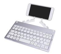 Jectse Teclado Bluetooth Plegable, Teclado Inalámbrico Plegable Portátil Pequeño y Silencioso con Soporte de Soporte, 60 Teclas, para iOS & Android, para Wins (Plateado)