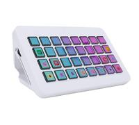 Jectse Teclado Macro LCD Programable de 32 Teclas, Controlador de Estudio Visual Personalizable con Pantalla en Tiempo Real para PC Transmisión en Edición de Video Producción Musical (White)