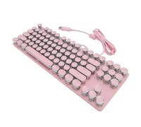 Jectse Teclado Mecánico Retroiluminado RGB, Switch Blue 87 Tecla de Juego USB de Sombrero Redondo USB con Efectos de Iluminación Dinámica, Mecanismo de Interruptor Azul para el Uso del (Rosado)