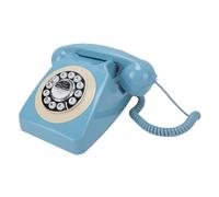 Jectse Teléfono Fijo Vintage, Teléfono Retro con Cable con Pulsador con Conector RJ11 y Función de Rellamada, para Casa, Oficina, Residencia de Ancianos (Blue)