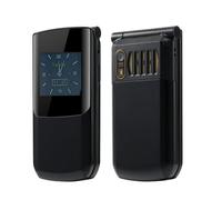 Jectse Teléfono Plegable 2G, Bisagra de Aleación Resistente, Pantalla Interna de 2,4 Pulgadas y Externa de 1,44 Pulgadas, con de Difusión de Voz para Llamadas Familiares Rápidas y (Black)