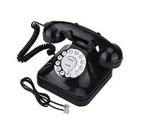 Jectse Teléfono, teléfono residencial Vintage Negro, teléfono Fijo Retro multifunción con Pedestal Antideslizante, función de Flash, re-marcación y Reserva